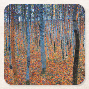 Beukenbos, Gustav Klimt Vierkante Kartonnen Onderzetter