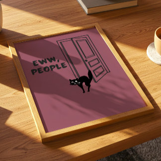 Beurk, les gens - Affiche de chat introverti