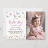 Beurre Anniversaire Invitation Baby Girl Photo (Devant)