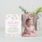 Beurre Anniversaire Invitation Baby Girl Photo (Debout devant)