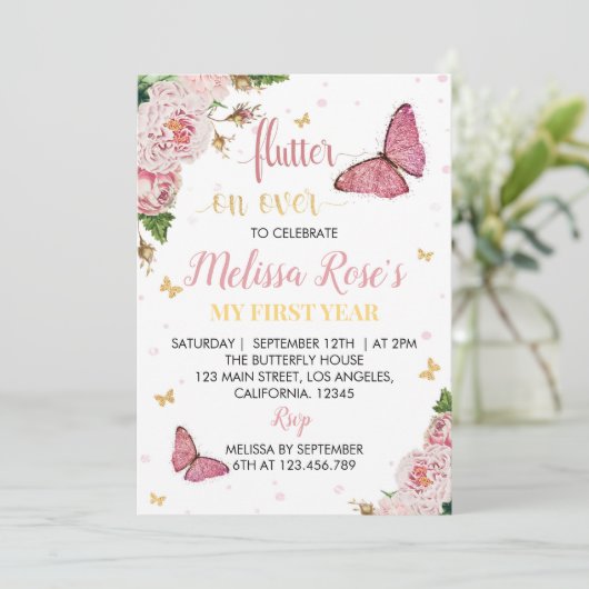 Beurre Anniversaire Invitation Whimsical (Debout devant)