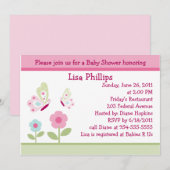 Beurre Bella et fleurs Baby shower Invitation (Devant / Derrière)