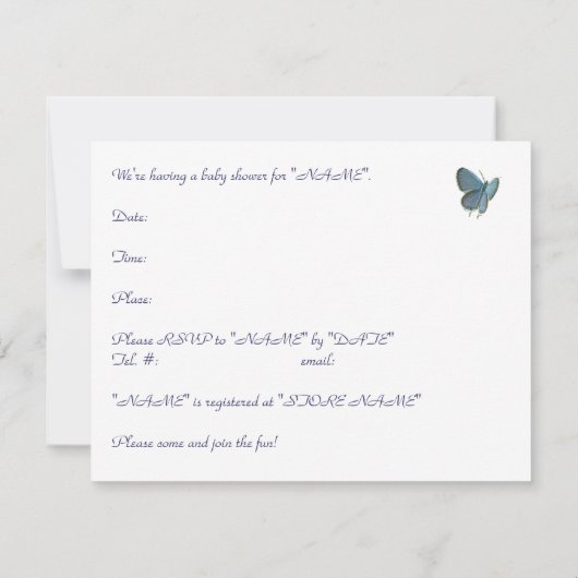 Beurre bleu à queue orientale Invitation bébé (Dos)