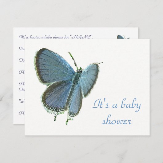 Beurre bleu à queue orientale Invitation bébé (Devant / Derrière)