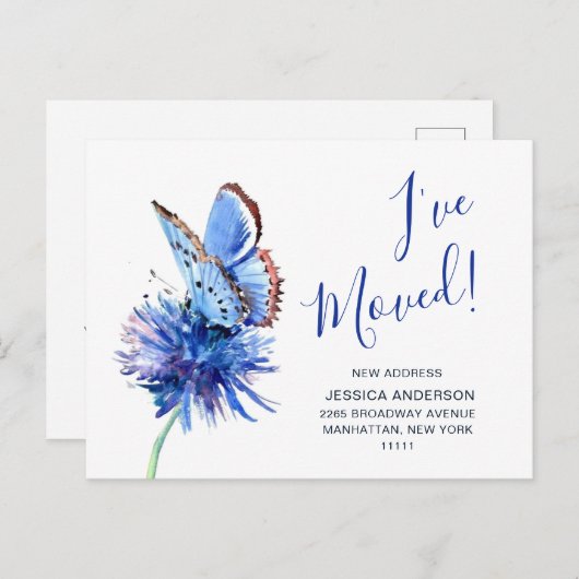 Beurre Bleu mignon Fleur Faire-part de déplacement (Devant / Derrière)