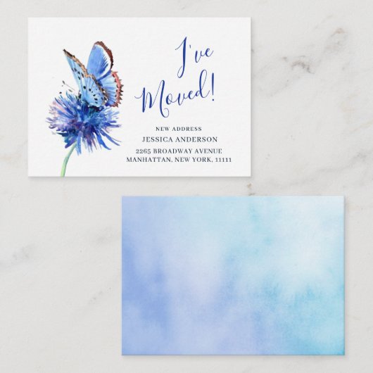 Beurre Bleu mignon Fleur Faire-part de déplacement (Devant / Derrière)