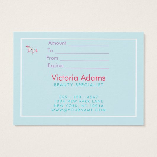 Beurre Bohémien mignon Certificat cadeau d'entrepr (Dos)