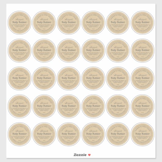 Beurre corporel artisanal Papier Kraft Sticker 2 p (Feuille)