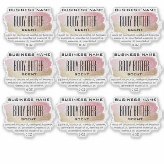 Beurre Corps Transparent Étiquettes Opal Or Et Ros (Devant)