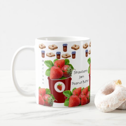 Beurre d'arachide Mug de confiture de fraise (Avec donut)