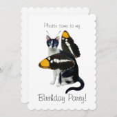 Beurre de chat Invitation fête d'anniversaire (Devant / Derrière)