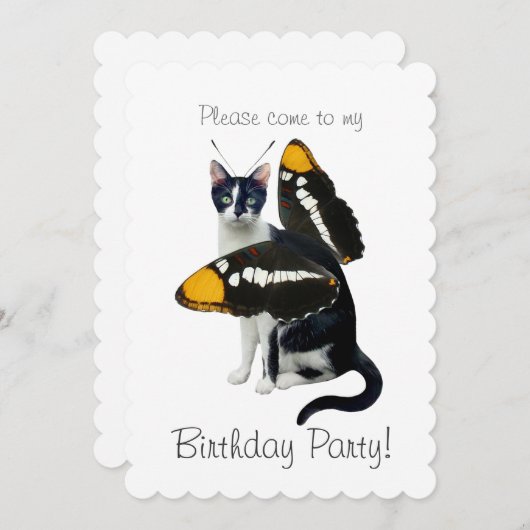 Beurre de chat Invitation fête d'anniversaire (Devant / Derrière)