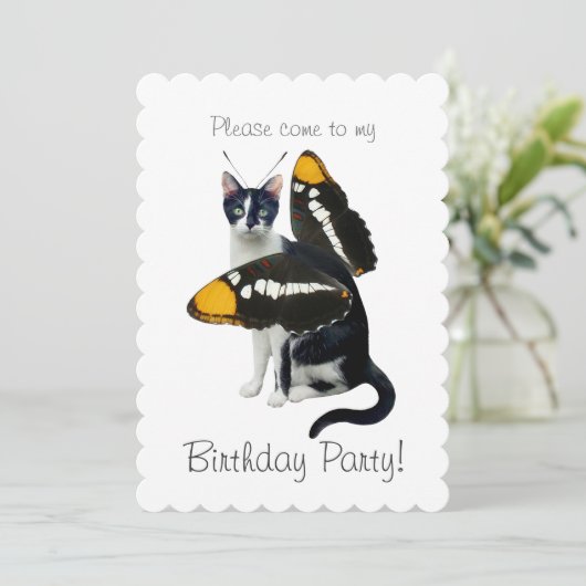 Beurre de chat Invitation fête d'anniversaire (Debout devant)