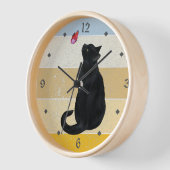 Beurre de chat noir Rétro horloge coucher de solei (Angle)