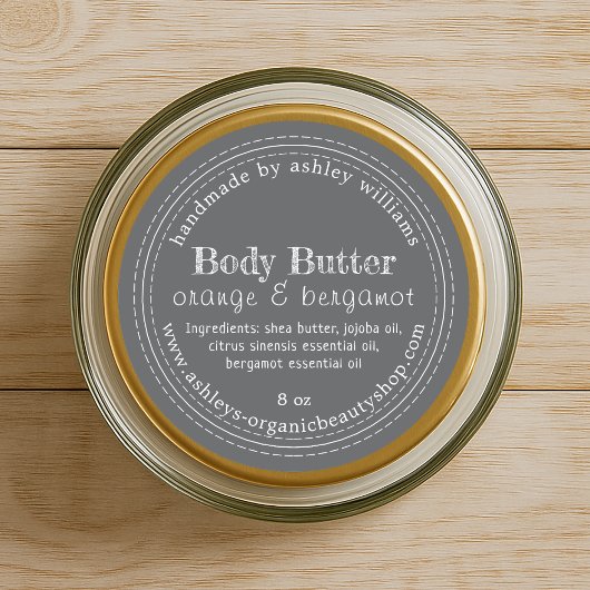 Beurre de corps fait main Étiquette Gray Soins de
