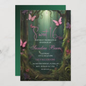 Beurre de forêt enchantée Sweet 16 Invitations (Devant / Derrière)