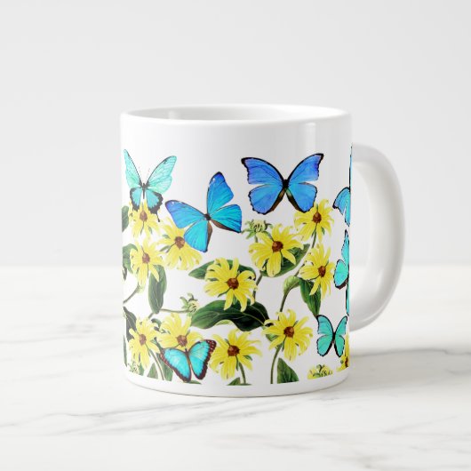 Beurre de Morpho Bleu Fleurs de Confleur Mug (Devant droit)