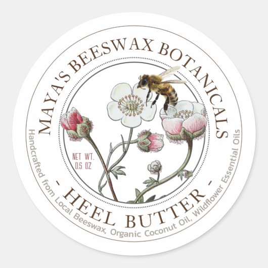 Beurre de talon Étiquette d'abeille réaliste (Devant)