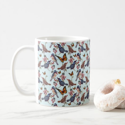 Beurre d'oiseaux Mug florale (Avec donut)