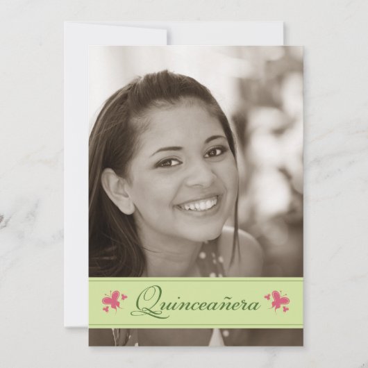 Beurre doux Quinceanera Invitation (sauge) (Devant)