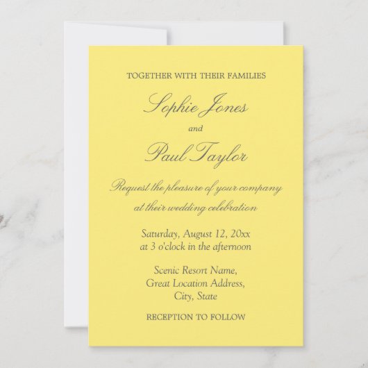 Beurre élégant Faire-part de mariage jaune (Devant)