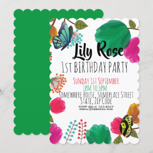 Beurre floral d'aquarelle mou Invitation d'anniver