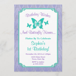 Beurre Invitation Anniversaire Purple Turquoise