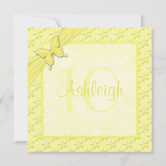 Beurre jaune Floral 10e anniversaire Invitation (Devant)