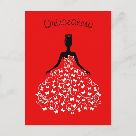 Beurre noir rouge Gown Quinceanera Invitation (Devant)