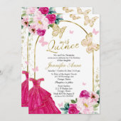 Beurre Quince Invitations Bilingue Rose Chaud (Devant / Derrière)