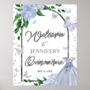 Beurre Quinceanera Bleu Dusty Affiche de bienvenue