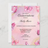 Beurre rose et or Quinceanera Invitation (Devant)
