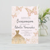 Beurre rose et or Quinceanera Invitation (Debout devant)