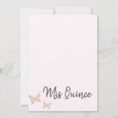 Beurre rose et or Quinceanera Invitation (Dos)