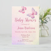 Beurre rose QR Code Baby shower Invitation (Debout devant)