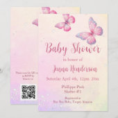 Beurre rose QR Code Baby shower Invitation (Devant / Derrière)