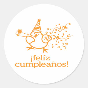 beursgenoteerde kompleaños! = gelukkige verjaarda ronde sticker