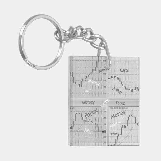 Beursgrafieken open in vier vensters sleutelhanger (Voorkant Links)