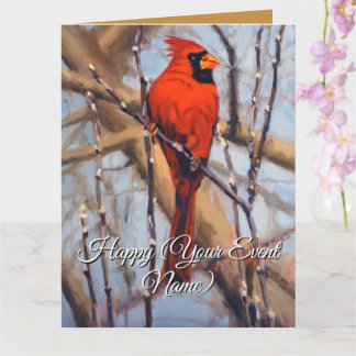 Beutiful Red Cardinal Bird Perched on a Branch Kaart