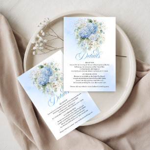 Bevallende Blauwe Hortensia Huwelijksdetailkaart RSVP Kaartje