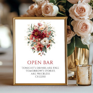 Bevallig Dieprode Herfst Bloem Open Bar Uithangbor Poster