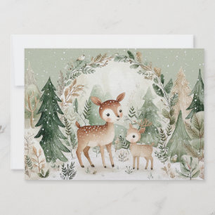 Bevallig winters beeld met herten Prettig kerstfee Feestdagenkaart