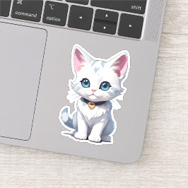Bevallig Wit Kat Ontwerp Sticker