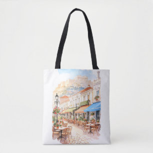 Bevallige Athene Griekenland Straat Watercolor Draagtas