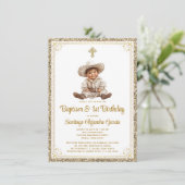 Bevallige Baby Charro Gouden Doop & Verjaardagsuit Kaart (Staand voorkant)