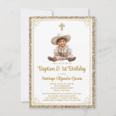 Bevallige Baby Charro Gouden Doop & Verjaardagsuit Kaart (Voorkant)