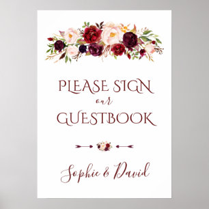 Bevallige Bourgondië Marsala Bloemstuk Gastboekbor Poster