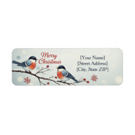 Bevallige Bullfinch Vogels Winter Etiket