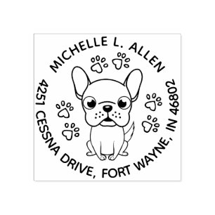 Bevallige Franse Bulldog Ronde Retouradresstempel Rubberstempel