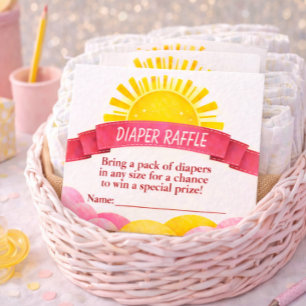 Bevallige Gele Zonsopgang Baby Shower Luiers Raffl Informatiekaartje